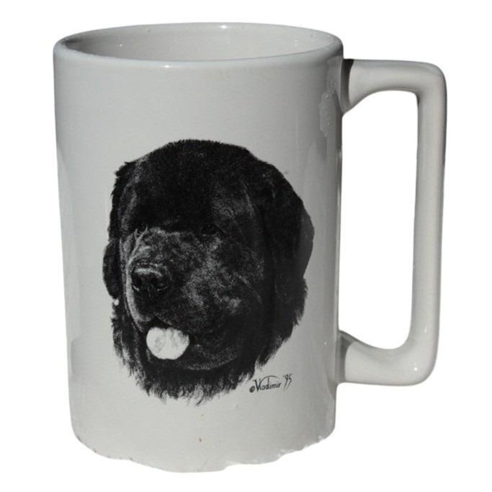 Newfoundland Dog Portrait Coffee Mug Porcelain by Rosalinde Hand Decorated USA